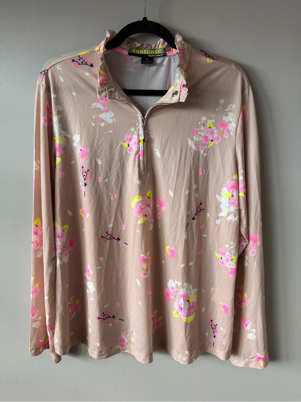 Sunsense by Jamie Sadock Women’s Cherry Blossom Sakura Golf Top‎ Size XL